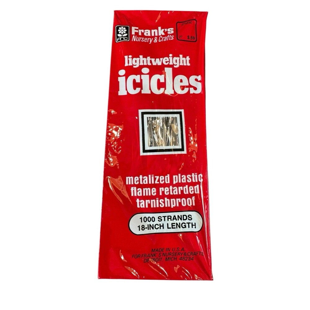 NOS 1000 Strands 18" Silver Tinsel Christmas Tree Metalized Plastic Foil Icicles